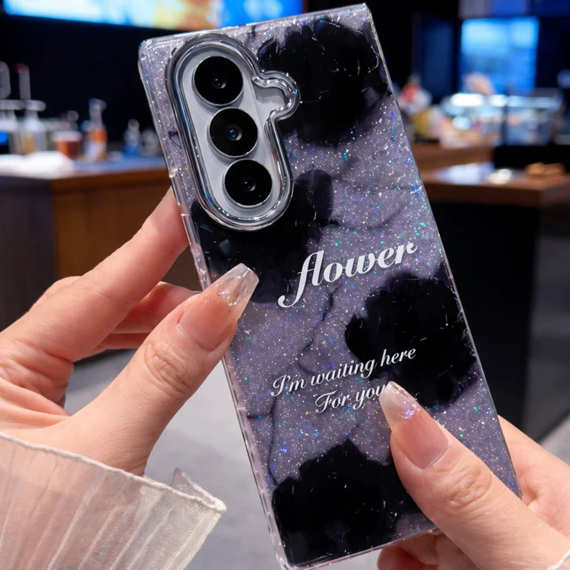 Samsung Fold case - black floral